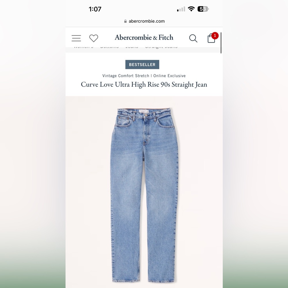 Abercrombie and Fitch curve love 90s straight jeans